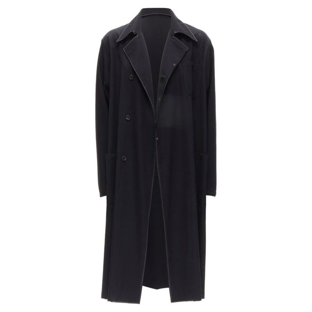 Yohji Yamamoto Homme topstitched draped belted coat